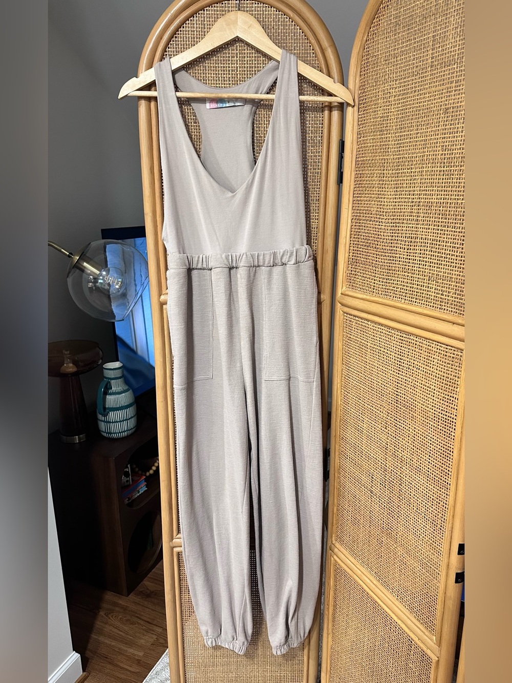 Free People Sleeveless Jumpsuit in Light Taupe